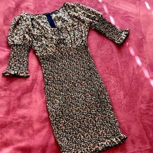Smocked floral mini dress